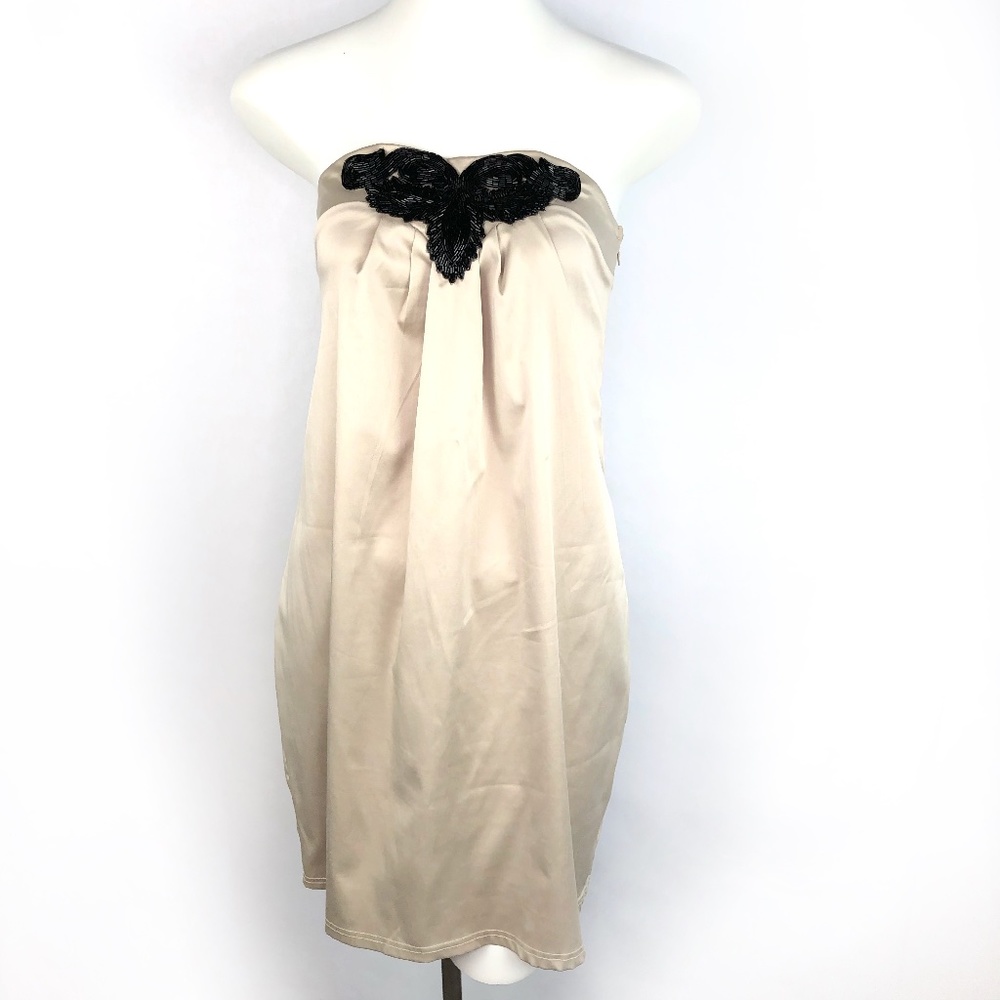 Prairie New York Khaki Strapless Beaded Dress